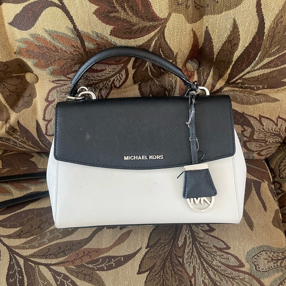 Black & White Michael Kors Top Handle Bag
